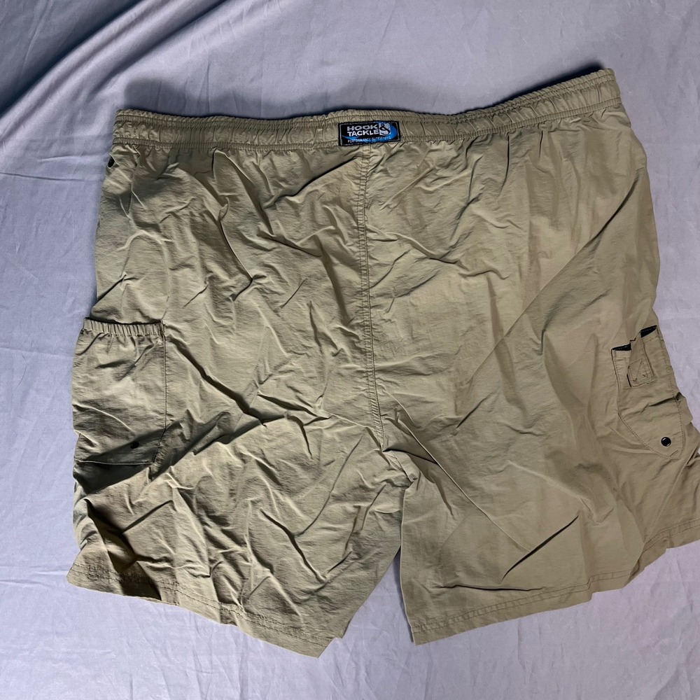 Hook and Tackle Baja Fishing Shorts Tan Khaki Nylon Mens 2XL MO16047‎